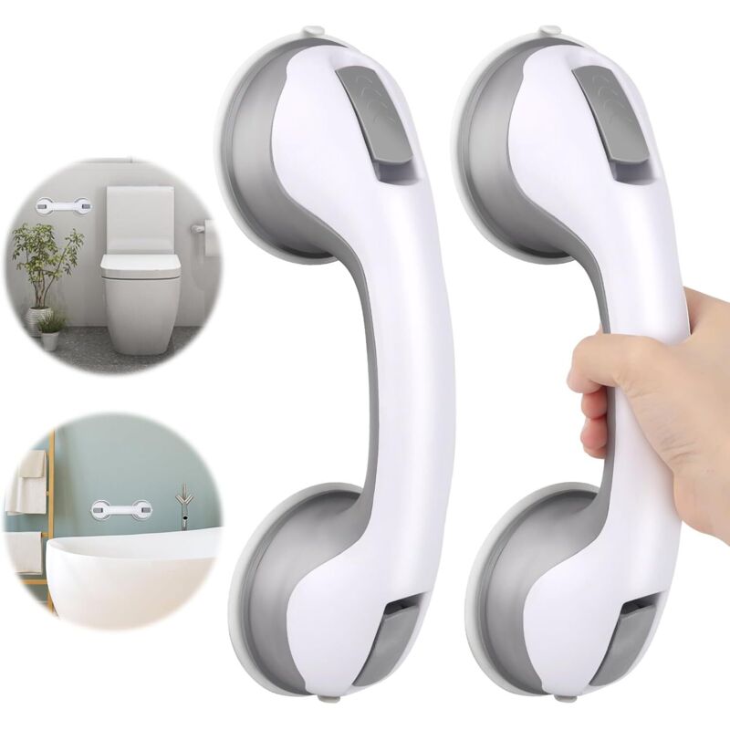 foto del prodotto maniglia a ventosa da 2 pezzi, maniglia per doccia con ventosa, maniglia di sicurezza per bagno, senza foratura, barra di sostegno per doccia per