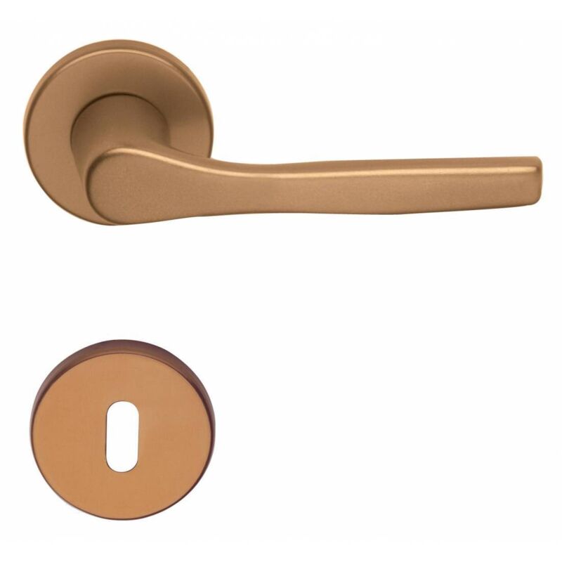 foto del prodotto maniglia anodizzata bronzo con rosetta e bocch.. prezzo per 1 pezzo.