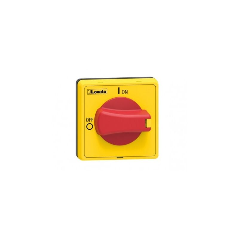 foto del prodotto maniglia blocco porta. lucchettabile, ip65. giallo rossa, 48x48