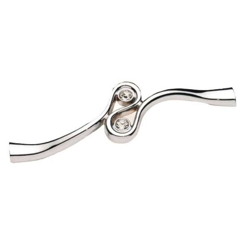 foto del prodotto maniglia cromata per mobile con gioiello parilti y1345 finitura cromata, interasse 192 mm