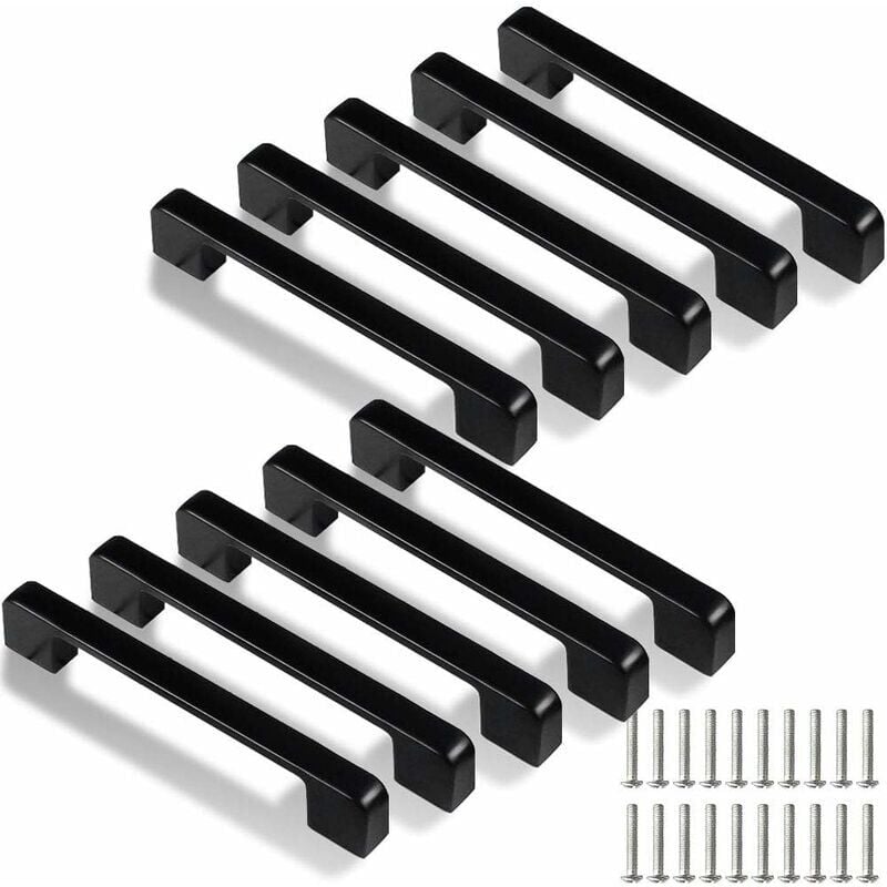 foto del prodotto maniglia da cucina da 128 mm, 10 pezzi maniglie nere per mobili da cucina per porte, cassetti, armadietti con viti 