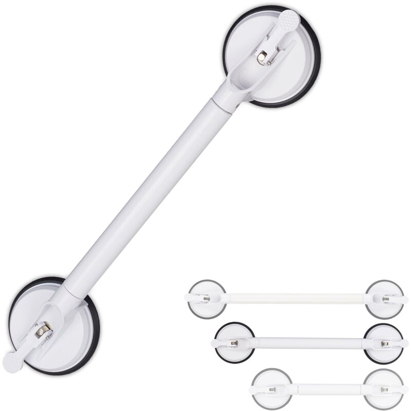 foto del prodotto maniglia da doccia con ventose, l 57-69 cm, 70 kg di capacità, supporto per vasca, anziani e bambini, bianco - relaxdays