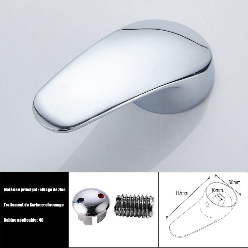 foto del prodotto maniglia di ricambio per rubinetto con maniglia singola e vite per rubinetto caldo freddo per cucina e bagno applicabile a valvola da 40 mm, 10 10 mm