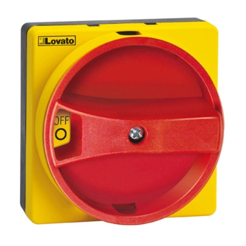 foto del prodotto maniglia giallo rossa lucchetto ip65 lovato cod. gax61 