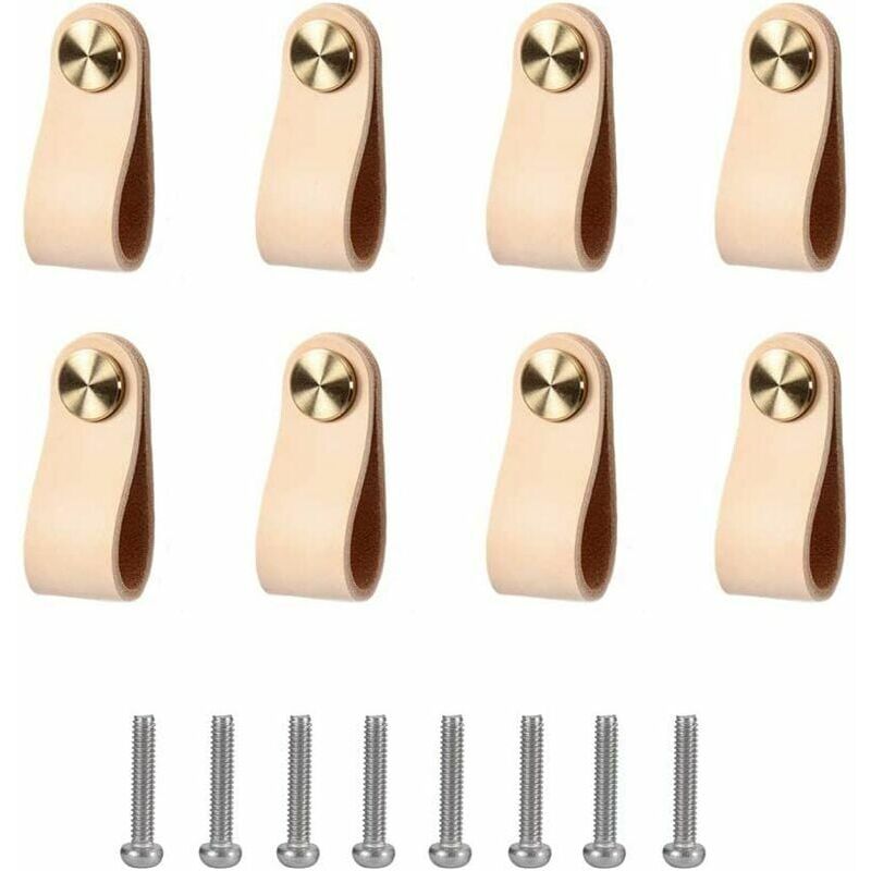 foto del prodotto maniglia in pelle 8 pezzi maniglie per mobili in pelle maniglie per armadietti per squisiti accessori decorativi per mobili con viti accessori