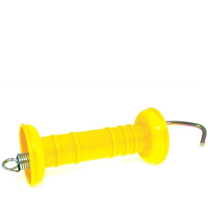 foto del prodotto maniglia isolante per cancelli di recinzioni elettrificate giallo