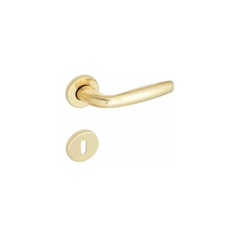 foto del prodotto maniglia milena alluminio con rosetta patent ottone lucido