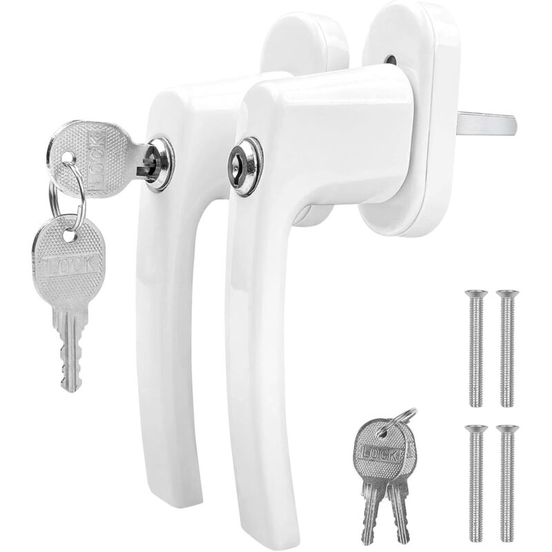 foto del prodotto maniglia per finestra con chiave in alluminio, 2 pezzi, maniglia per finestra con serratura di sicurezza per bambini, maniglia per porta con viti,