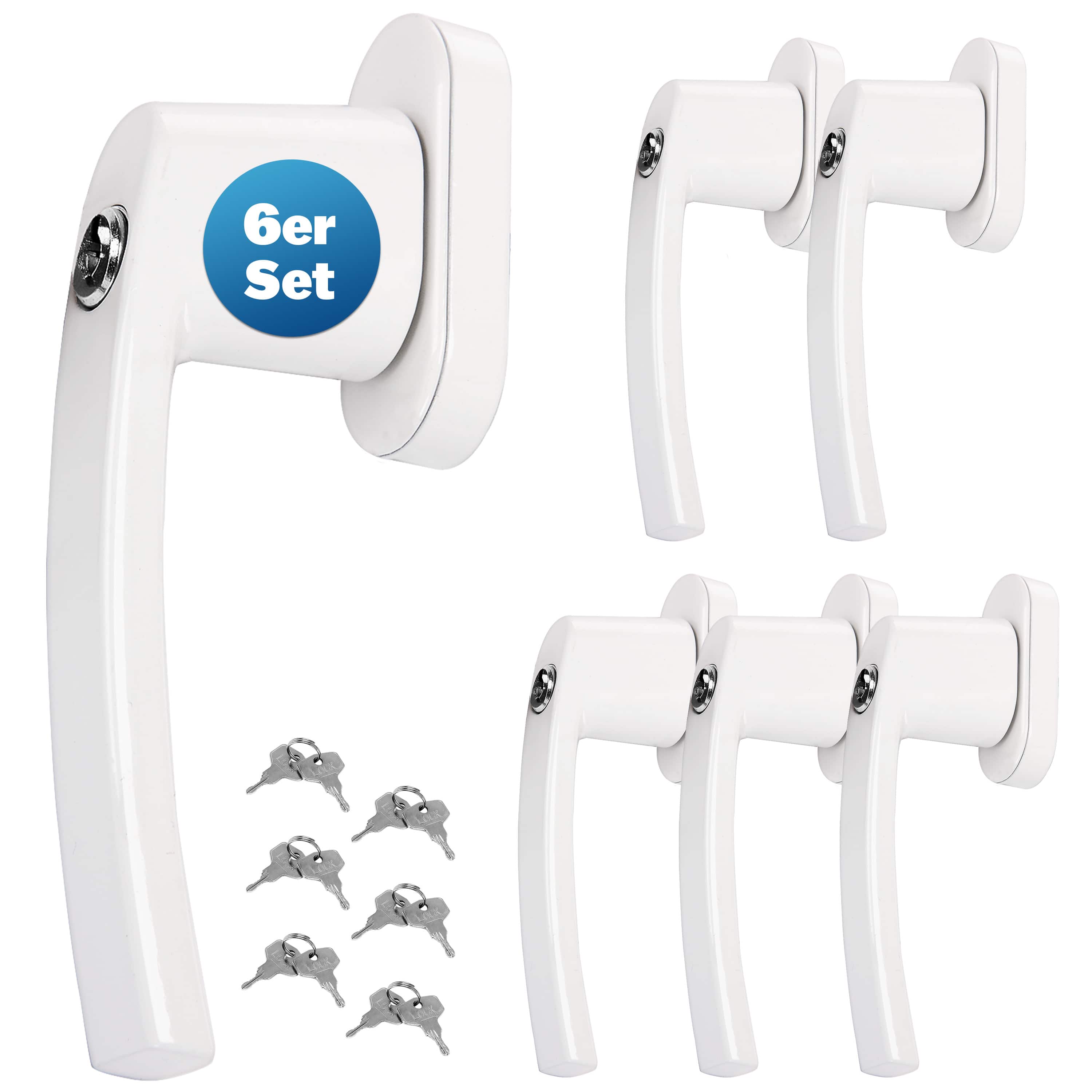 foto del prodotto maniglia per finestra con serratura set 6 pz bianco