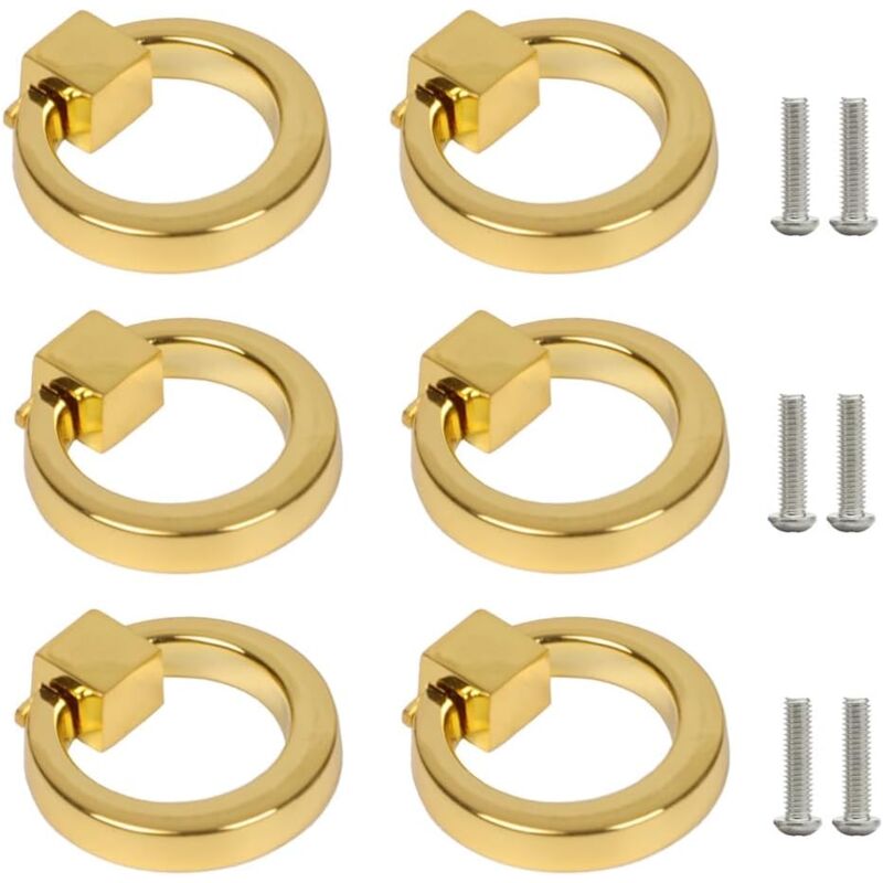 foto del prodotto maniglia per mobili 6 pezzi maniglie maniglia per mobili in oro anelli per cassetti maniglia manopole per armadietti da cucina maniglia per com 