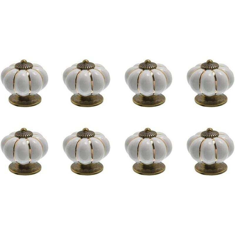 foto del prodotto maniglia per mobili, 8 pomelli per cassetti in ceramica, pomelli per mobili a forma di zucca per cassetti e armadietti della cucina bianco 