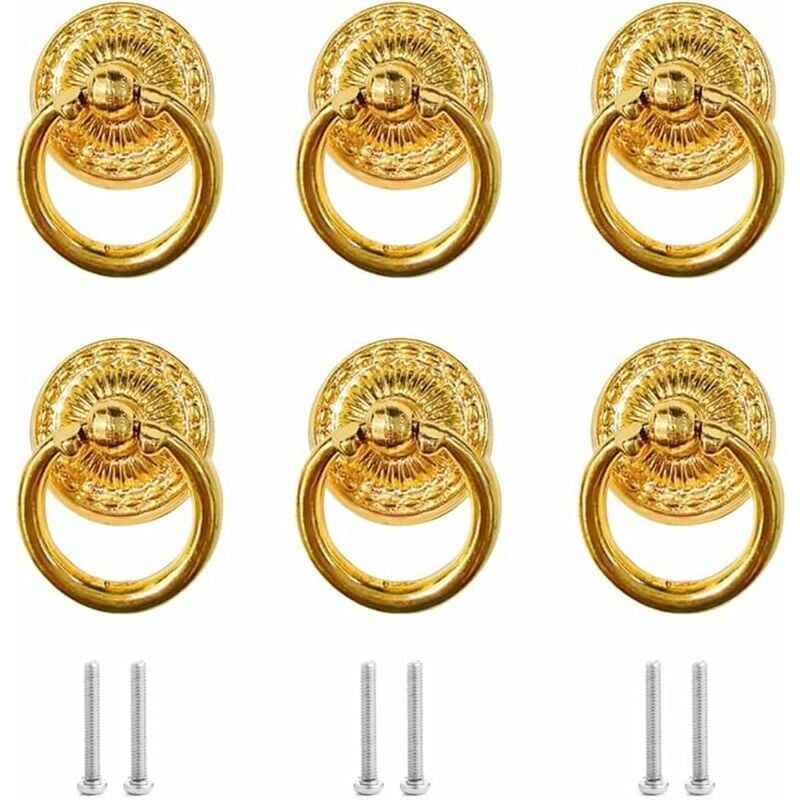 foto del prodotto maniglia per mobili antica, 6 pezzi, maniglie per cassetti antiche, maniglie ad anello, maniglia ad anello per cassetti, maniglie antiche, maniglie