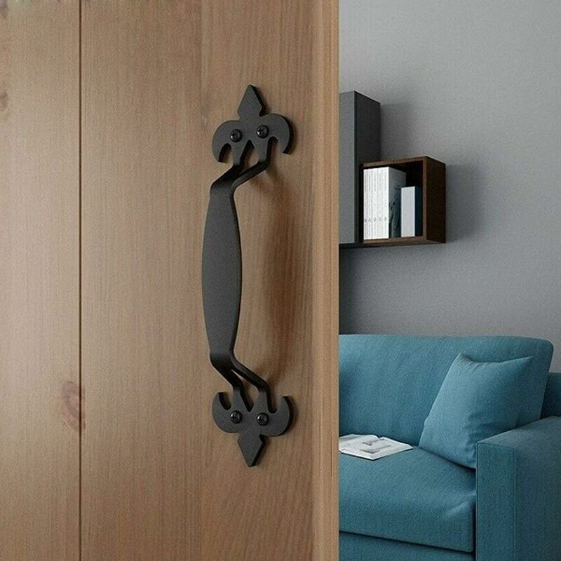 foto del prodotto maniglia per porta del fienile maniglia per porta in ferro nero maniglia per porta scorrevole in ghisa con viti