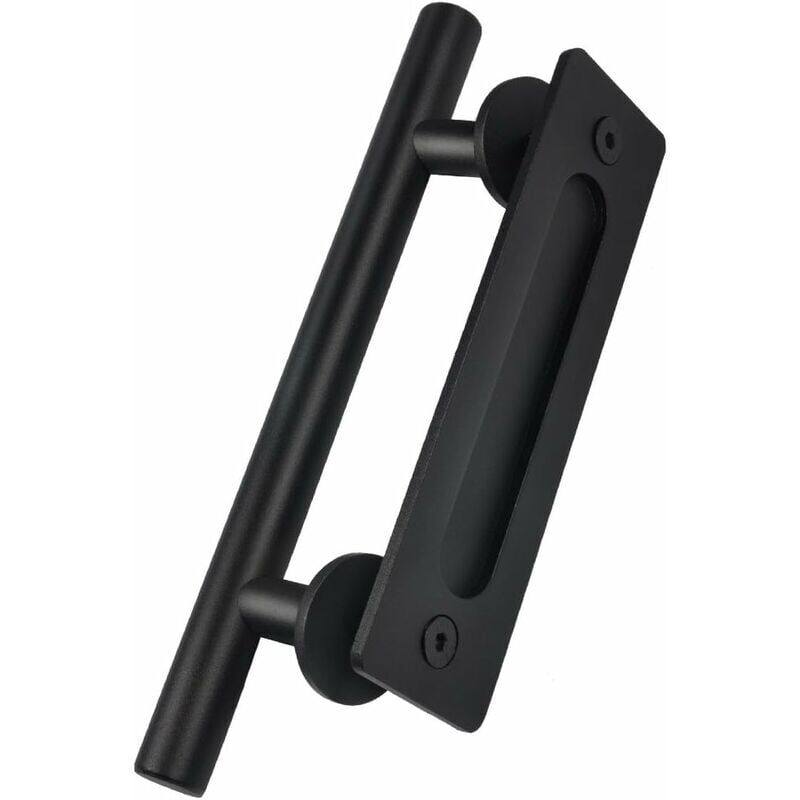 foto del prodotto maniglia per porta, maniglia per porta scorrevole retr da 30 cm 11 set di maniglie e maniglie ad incasso in acciaio inossidabile nero per porta