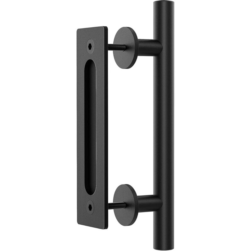 foto del prodotto maniglia per porta scorrevole da 30 cm, nera con maniglia per porta scorrevole, grande dimensione rustica, adatta per cancelli, garage, armadietti, 1