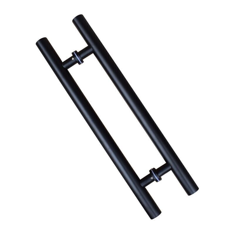 foto del prodotto maniglia per porta scorrevole, forma h bifacciale, maniglia per porta battente resistente, lunghezza nera 600 mm, spaziatura fori 400 mm
