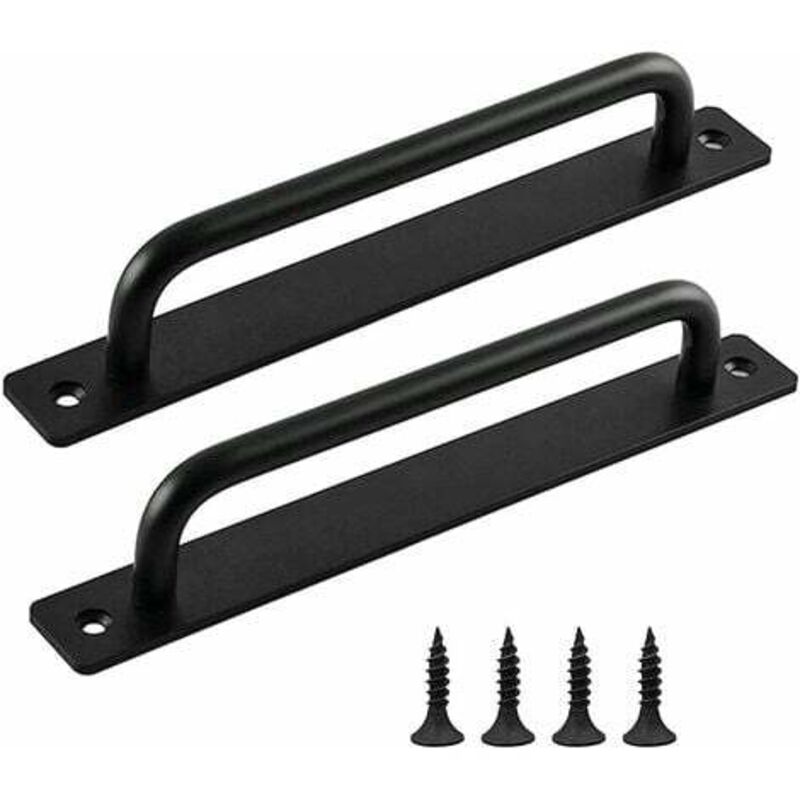 foto del prodotto maniglia per porta scorrevole lablanc 2 pezzi, maniglia per porta del fienile, maniglia nera, maniglie per porte interne ed esterne con viti, per