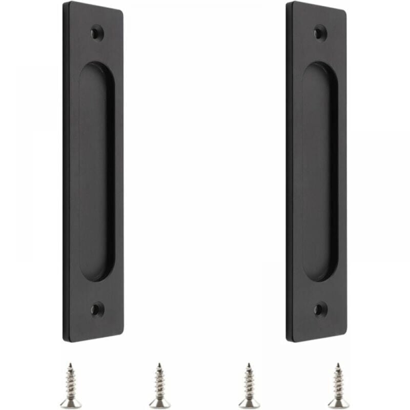 foto del prodotto maniglia per porta scorrevole rettangolare con viti di montaggio per porta scorrevole nero opaco, 2 pezzi