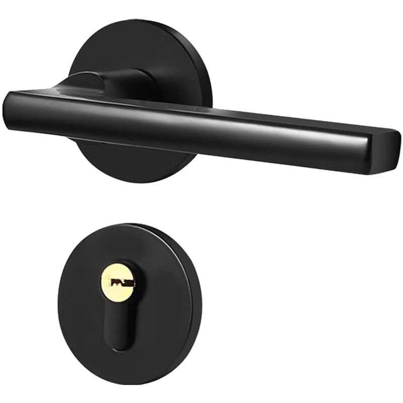 foto del prodotto maniglia per porta singola, maniglia per porta nera bb wc pz design maniglia per porta interna maniglia per porta in alluminio con design rotondo