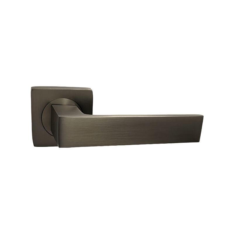 foto del prodotto maniglia per porte su rose quadrate in alluminio elodie colore bronzo senza rosette di funzione