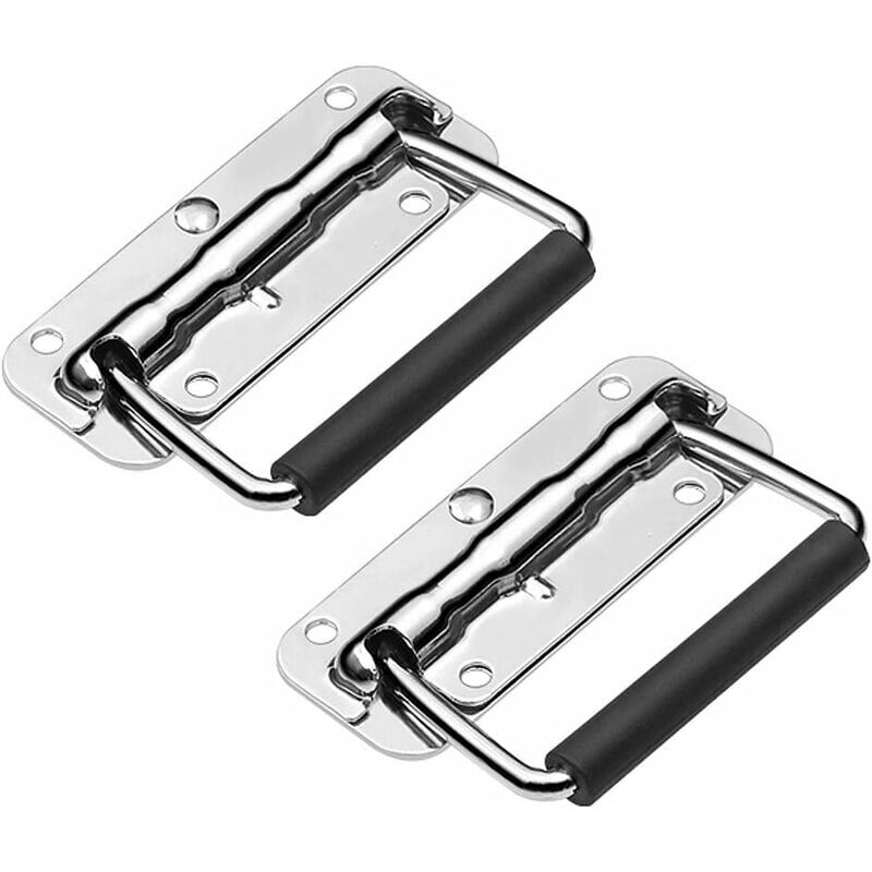 foto del prodotto maniglia pieghevole per valigetta, maniglia pieghevole in gomma a molla per valigetta portautensili 110x41mm 2 pezzi 