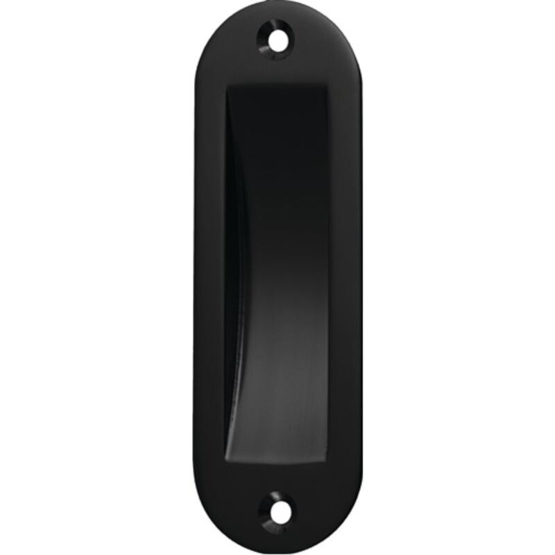 foto del prodotto maniglia porta scorrevole, guscio ovale in alluminio verniciato a polvere nero 2 x d. 5 mm lunghezza 120 mm larghezza 40 mm hermeta