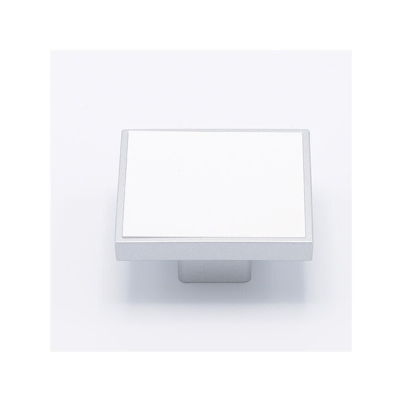 foto del prodotto maniglia quadrata con inserto bianco centrale effetto alluminio 65x65x25 405 quadra