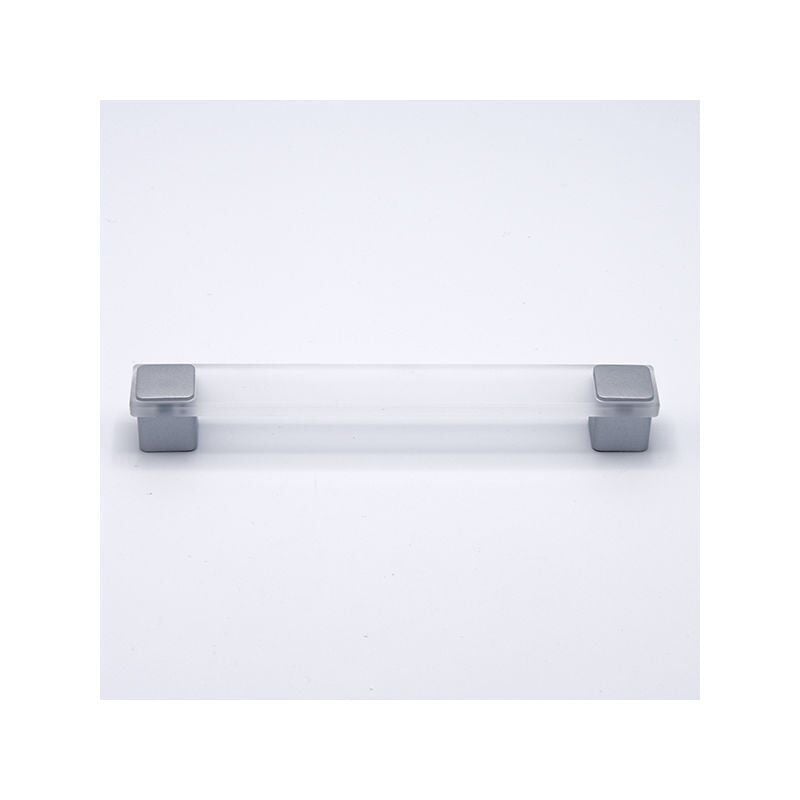 foto del prodotto maniglia satinata color opalino con inserti satinati effetto alluminio 183x25x24mm 096 geo2