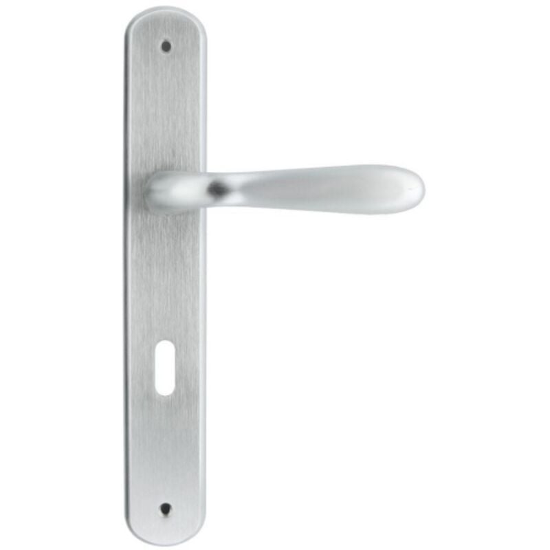 foto del prodotto maniglia serie goccia con placca in lega cromo satinato quadro 8 70 mm