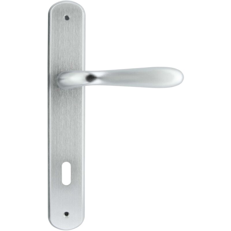 foto del prodotto maniglia serie goccia con placca in lega cromo satinato quadro 8 90 mm