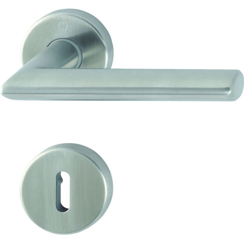 foto del prodotto maniglia stoccolma con rosette bb colorato barba, in acciaio inox opaco, 3080747 hoppe