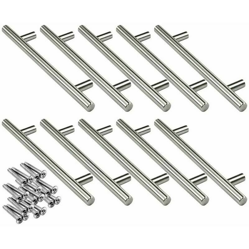 foto del prodotto maniglie a t in acciaio inox da 10 x 160 mm per la cucina, maniglia per anta mobile 12 mm con viti