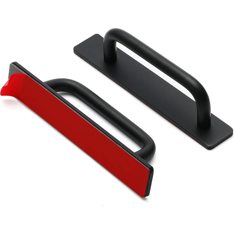 foto del prodotto maniglie adesive per mobili, maniglie per cassetti autoadesive, nere, senza foratura, supporto push pull per mobili da cucina, finestre, maniglie per