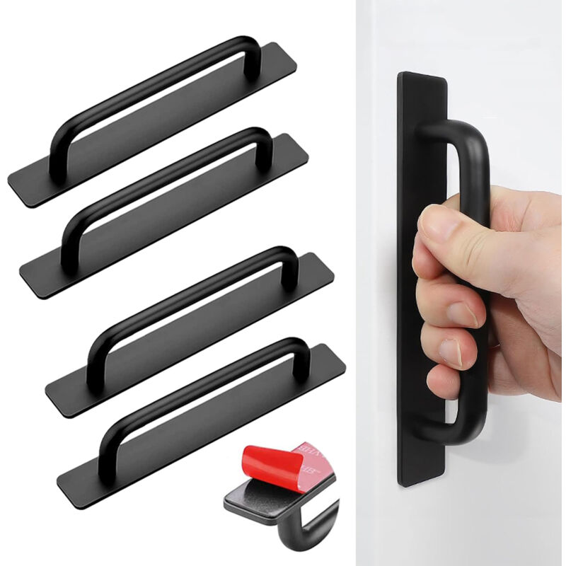 foto del prodotto maniglie armadio, 4 maniglie per mobili, maniglie per armadio in acciaio inox, maniglie cucina autoadesive, maniglie senza foratura, adatte per