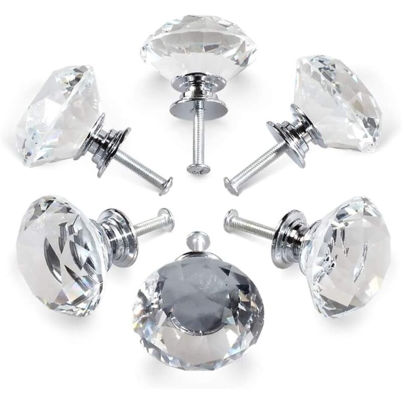 foto del prodotto maniglie in cristallo, maniglie per ante di cassetti e armadietti in cristallo diamantato da 30 mm, maniglie per ante in vetro da cucina, armadietti