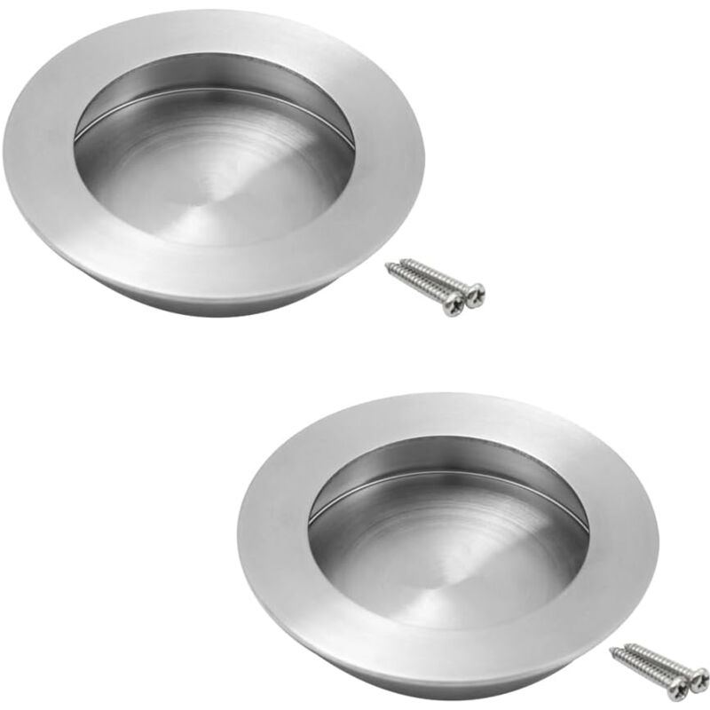 foto del prodotto maniglie per cassetti incassate, 2 pezzi, maniglia per porta scorrevole piatta, tonda incassata 65 mm
