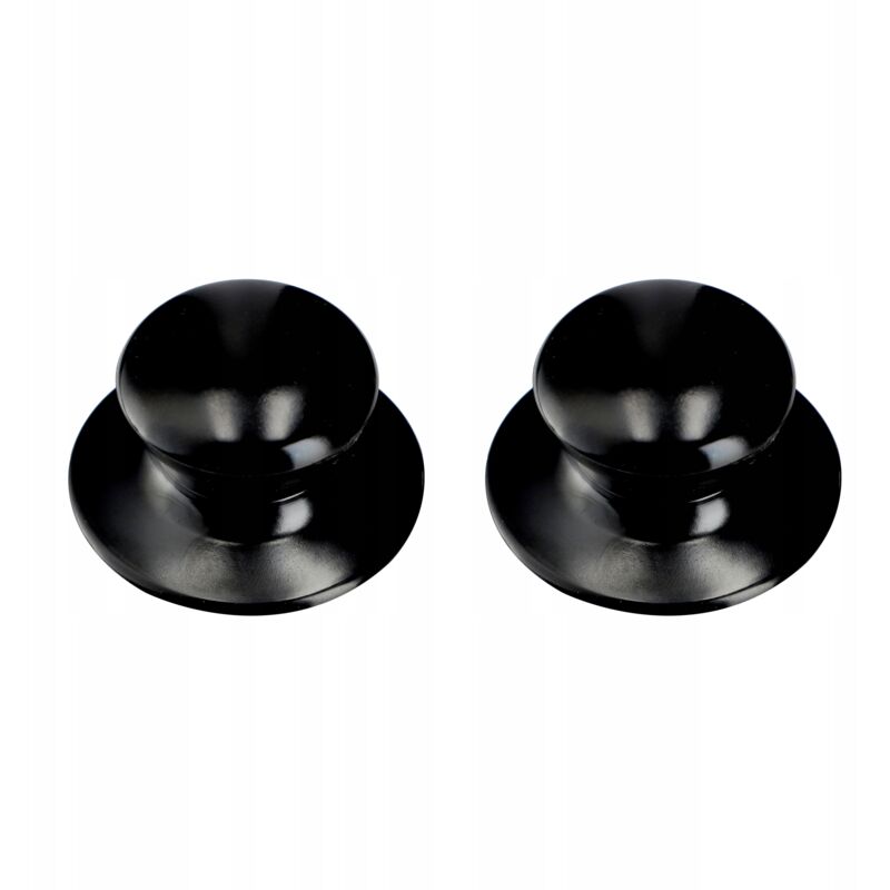foto del prodotto maniglie per coperchi, maniglie per coperchi in plastica e acciaio inossidabile, maniglie per coperchi per pentole, nero lucido, confezione da 2