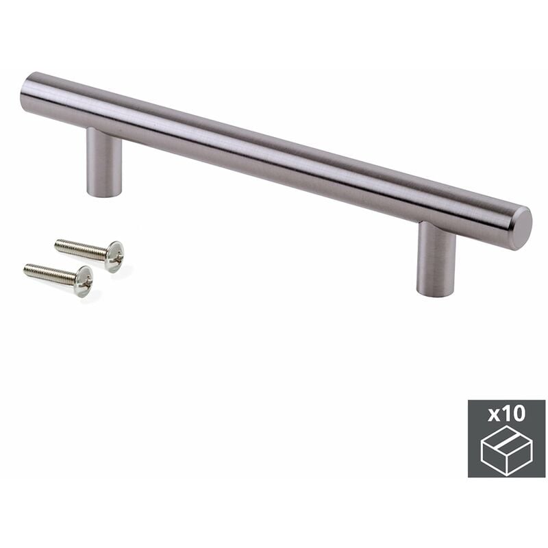 foto del prodotto maniglie per mobile 12 mm interasse 448 mm acciaio nichel satinato 10 pezzi emuca