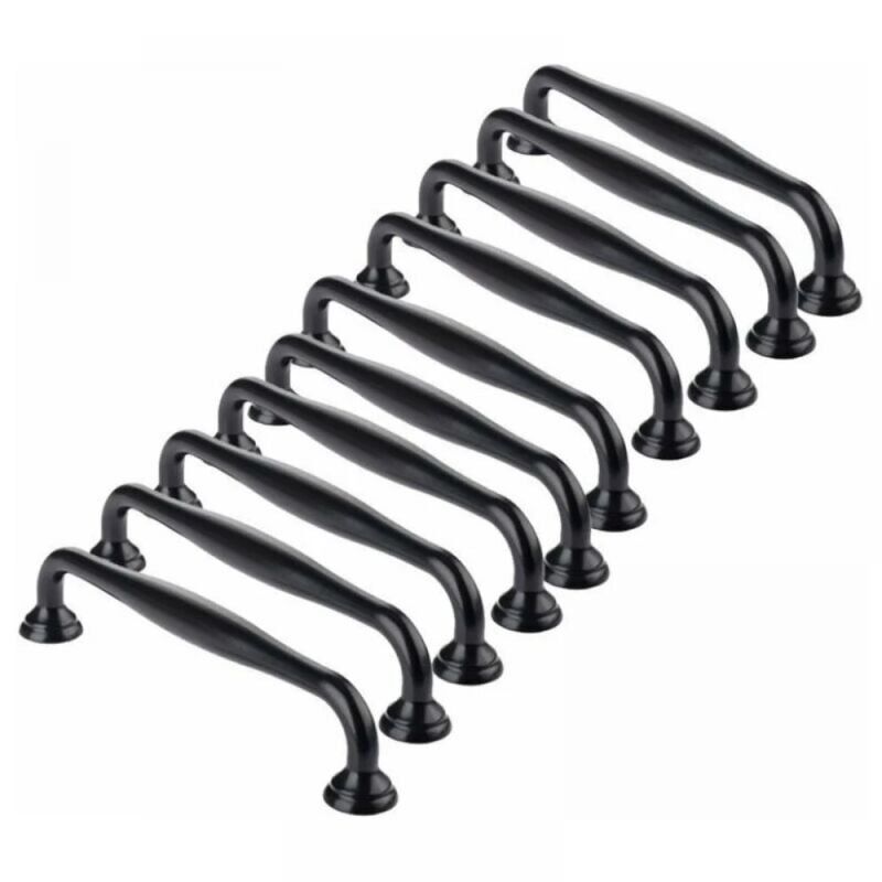 foto del prodotto maniglie per mobili 10 pezzi pomelli per porte adesivi neri per mobili da cucina, cassetti, camera da letto, spaziatura 96 mm