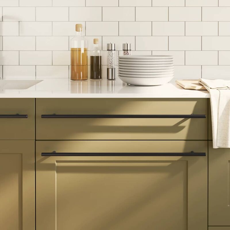 foto del prodotto maniglie per mobili 5pz nere 480mm in acciaio inox