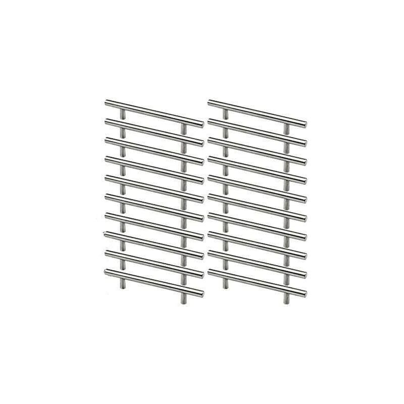 foto del prodotto maniglie per mobili in acciaio inox da 20 pezzi, maniglie per mobili da cucina, passo del foro da 128 mm, forma a t in acciaio spazzolato