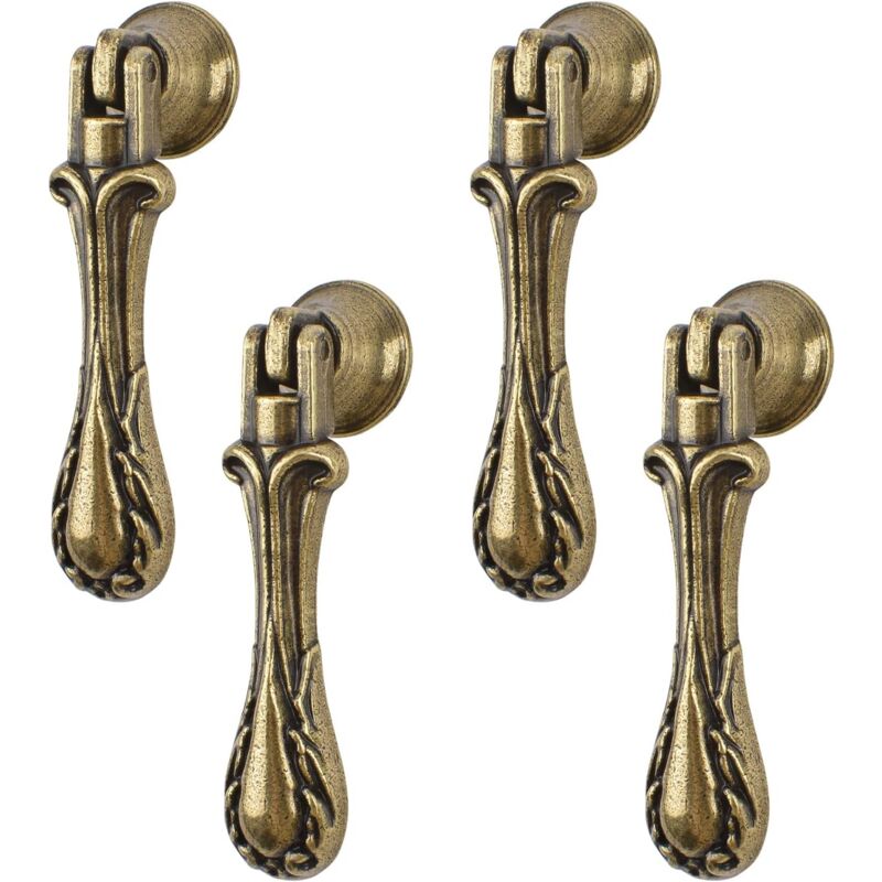 foto del prodotto maniglie per mobili in lega di zinco vintage a forma di goccia intagliate, per guardaroba, cassetti, ante, ferramenta decorativa per mobili bronzo