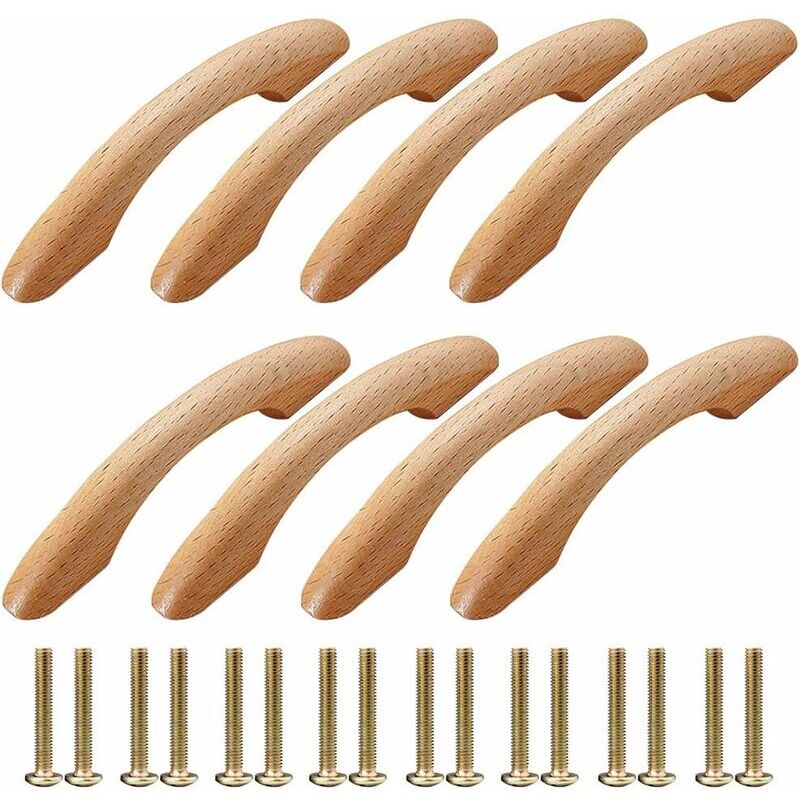 foto del prodotto maniglie per mobili in legno, 8 pezzi, maniglie per mobili, pomelli per porte, maniglie per armadi, maniglie ad arco, maniglie per mobili da cucina,