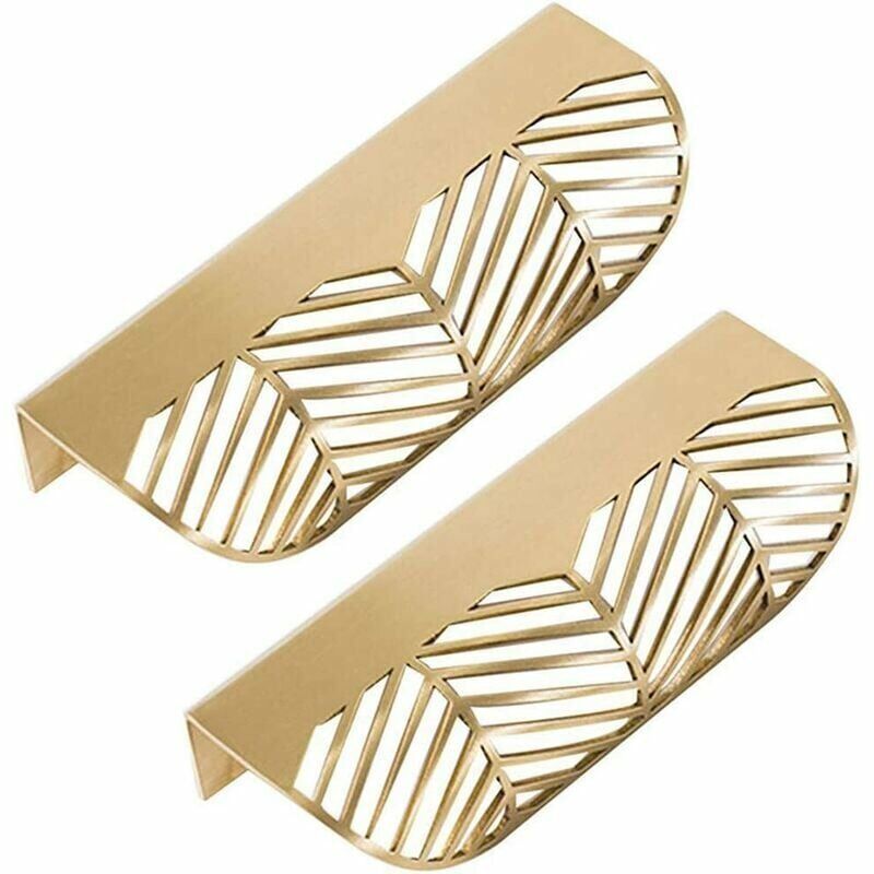 foto del prodotto maniglie per mobili in oro, 4 pezzi maniglie per mobili a forma di foglia maniglie per mobili in ottone dorato cuscinetto per tiraggio del cassetto