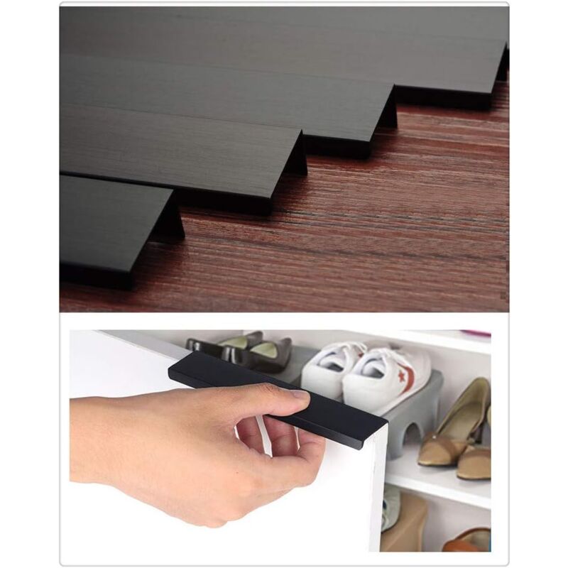 foto del prodotto maniglie per mobili, maniglie per bordi delle dita, maniglie per cassetti, maniglie per porte da cucina, maniglie per mobili, confezione da 10, fori