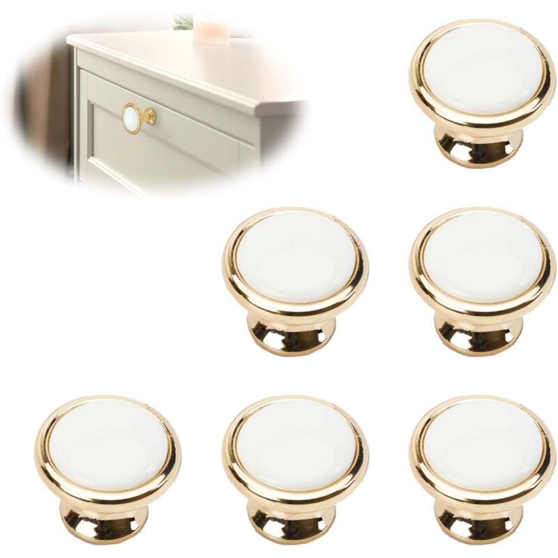 foto del prodotto maniglie per mobili, maniglie per mobili dorate, pomelli per porte bianchi, pomelli per porte di armadi, maniglie rotonde adatte per cassetti, armadi