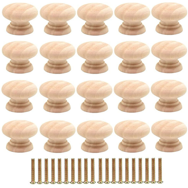 foto del prodotto maniglie per porte in legno per mobili, 20 pezzi, maniglie per mobili in legno, maniglie per armadi, pomelli rotondi per armadi, manopole per