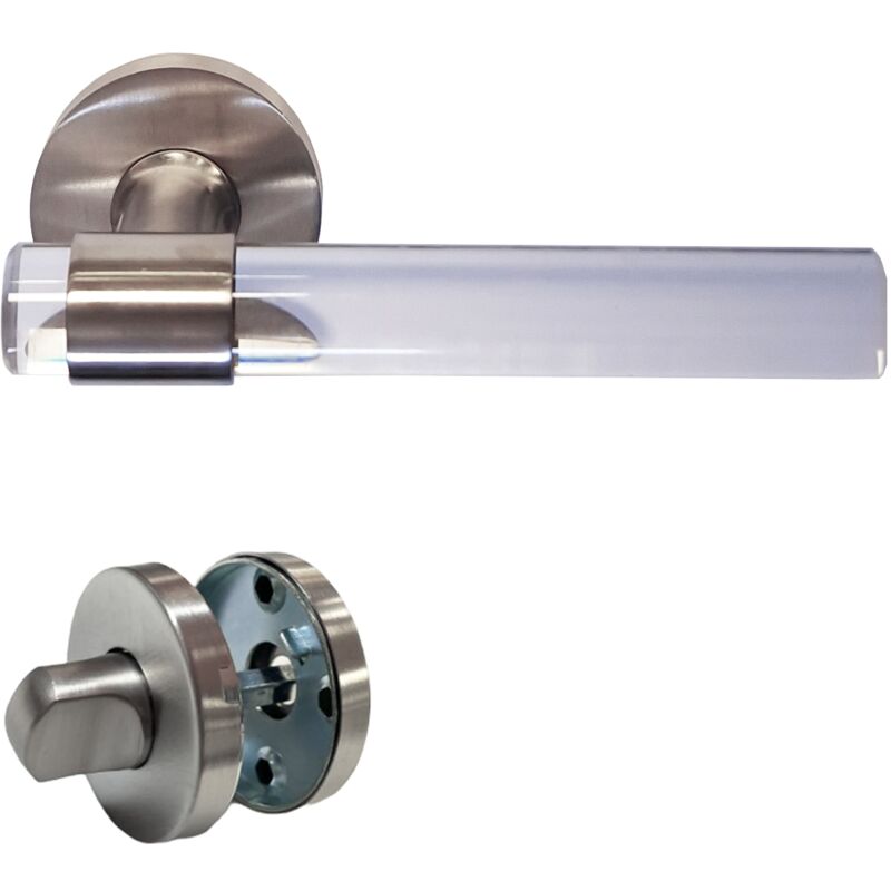 foto del prodotto maniglie per porte incolori joy plexiglass cristallines gambe in acciaio inox 304 satinato 1 coppia di coccarde di condanna