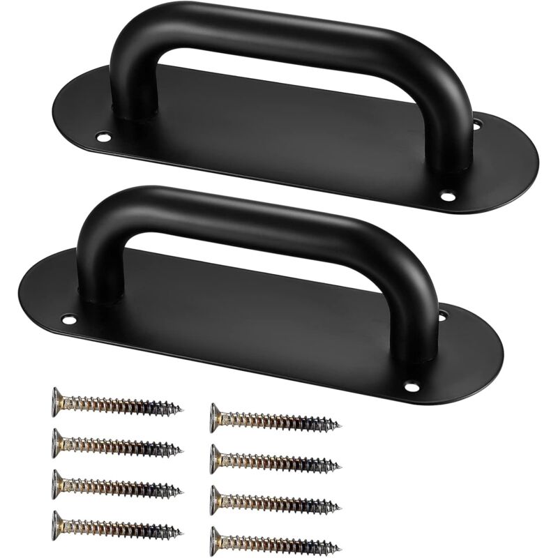 foto del prodotto maniglie per porte scorrevoli, 2 confezioni di maniglie per porte da fienile con piastre posteriori, maniglie con tronchetto posteriore, maniglie per