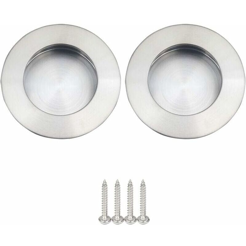 foto del prodotto maniglie per porte scorrevoli rotonde a filo, acciaio inox satinato spazzolato, maniglia per porta scorrevole rotonde